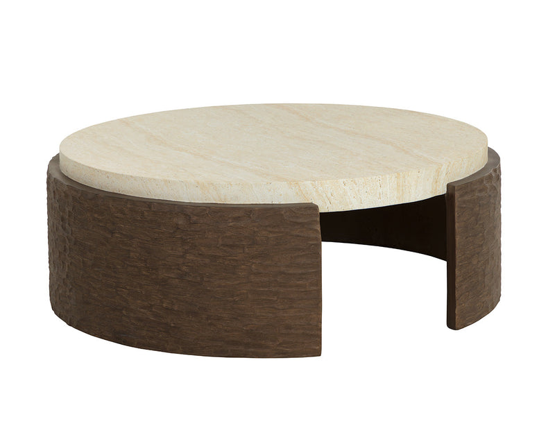 Mesa 50" Travertine Concrete Indoor/Outdoor Coffee Table