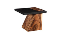 Edgely Modern Natural & Black Chamcha Wood End Table