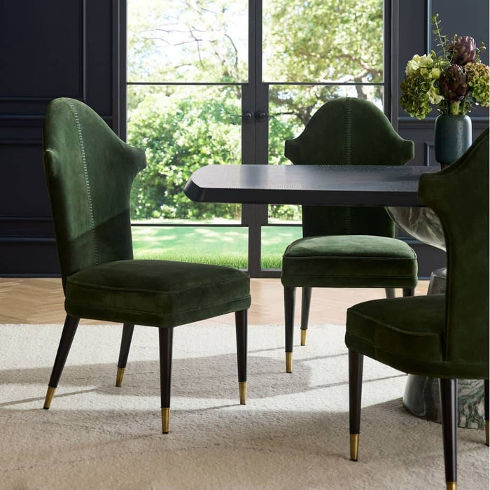 Lincoln Forest Green Suede & Antique Brass Dining Chair (Set of 2)