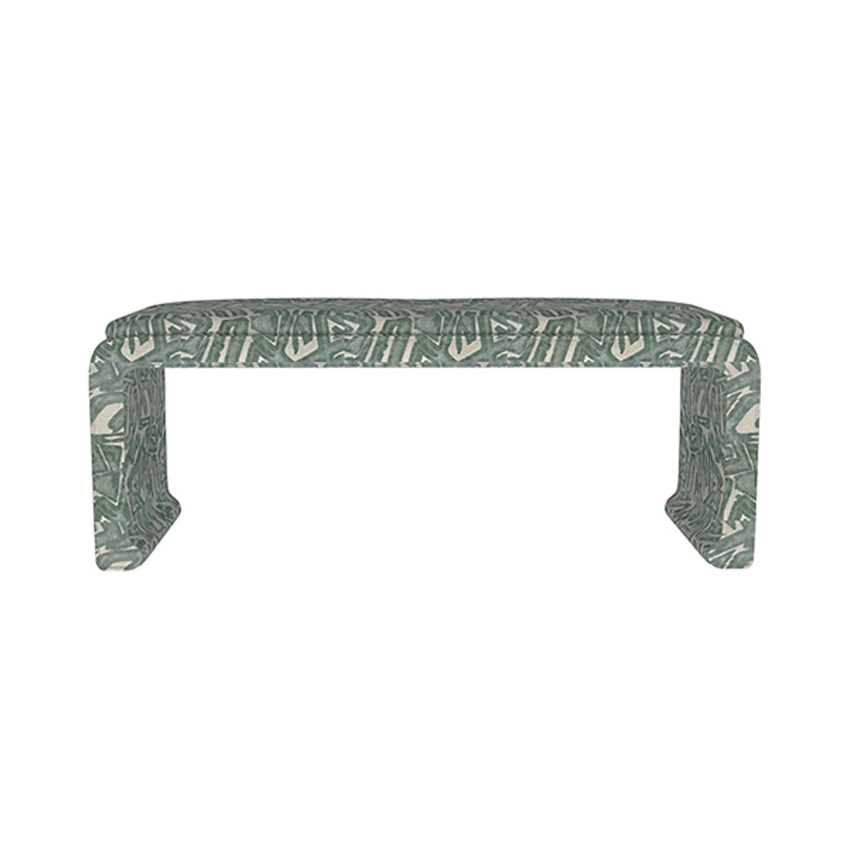 Malia Classic/Modern Large Patterned Green Custom Upholstered Bench