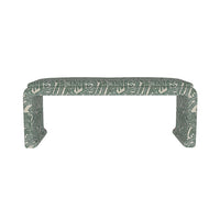 Malia Classic/Modern Large Patterned Green Custom Upholstered Bench