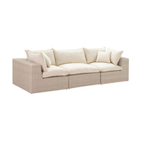 Cali 120" Natural Wicker Outdoor Modular Sofa