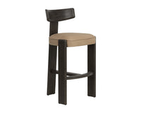 Horton Dark Brown Oak & Sahara Sand Leather Bar Stool