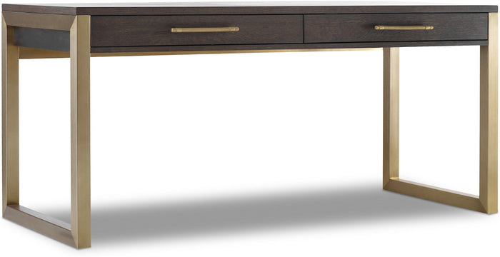 Chanes Dark Wood & Brass 2 Drawer Desk