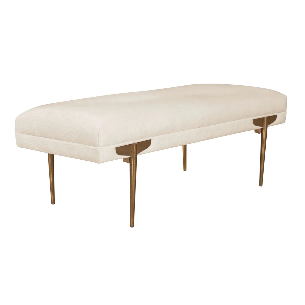 Kaya 53' Off-White Waived Velvet Bench - Luxury Living Collection