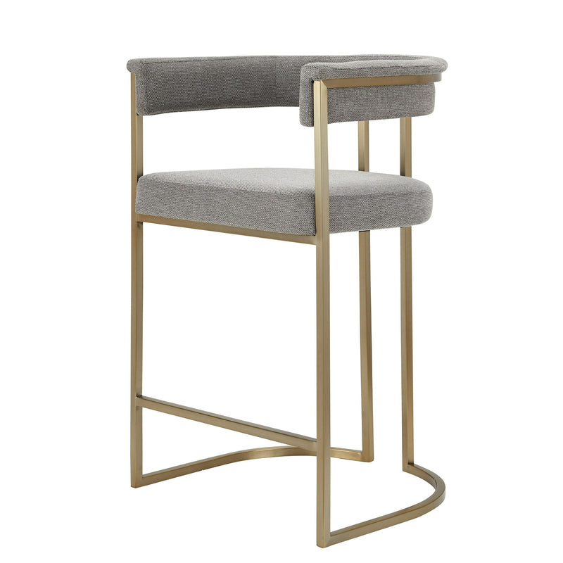 Jasmine Modern Grey Fabric & Gold Counter Chair