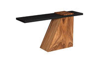 Edgely Modern Natural & Black Chamcha Wood Console