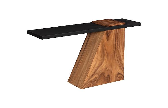 Edgely Modern Natural & Black Chamcha Wood Console