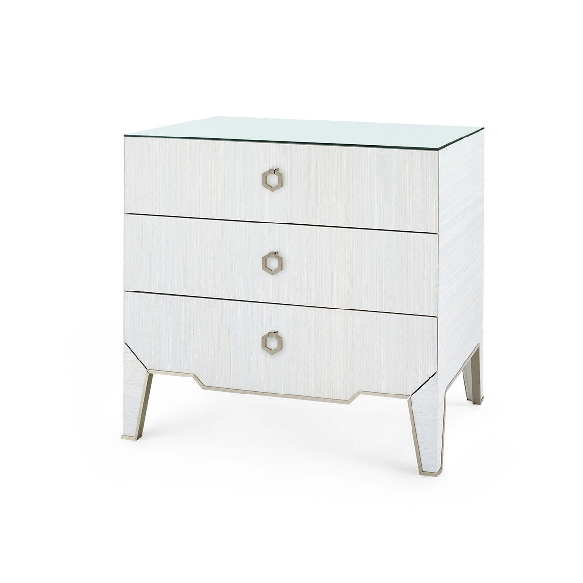 Selena 30" Glass Top Platinum Shimmer & Gold End Table/Nightstand