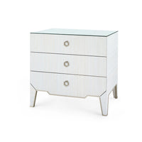 Selena 30" Glass Top Platinum Shimmer & Gold End Table/Nightstand