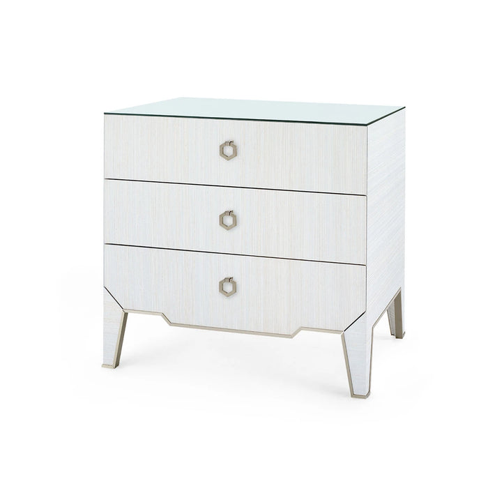 Selena 30" Glass Top Platinum Shimmer & Gold End Table/Nightstand