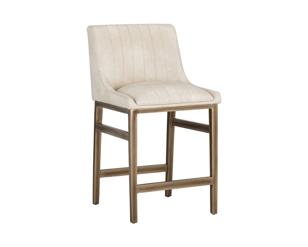 Halden Cream Faux Leather & Rustic Bronze Counter Stool