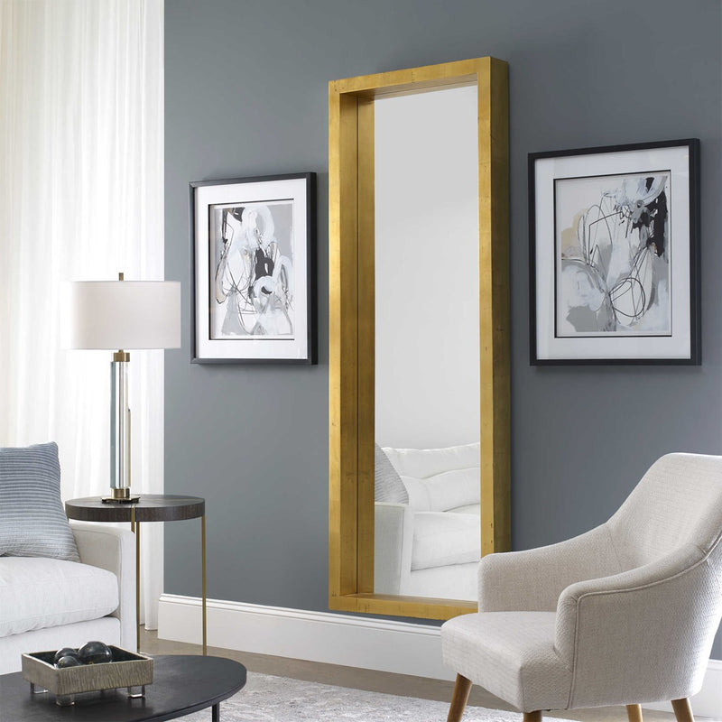 Harper 76" Antiqued Gold Leaf Mirror