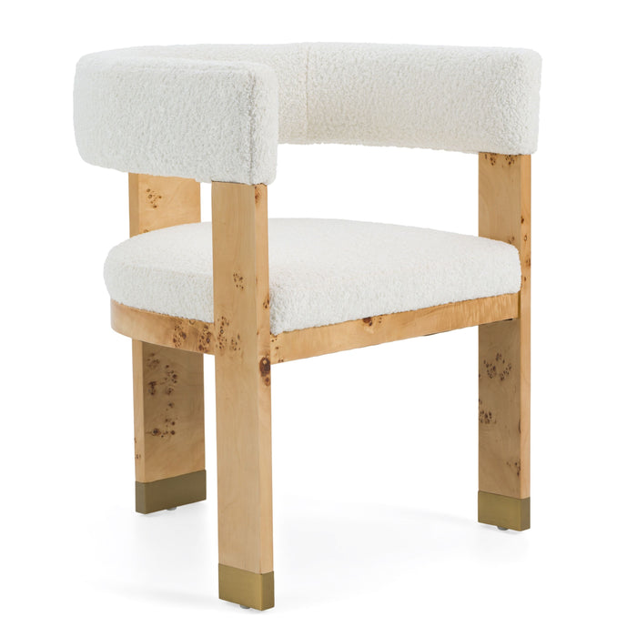 Bernadette Modern Cream & Burl Dining Chair