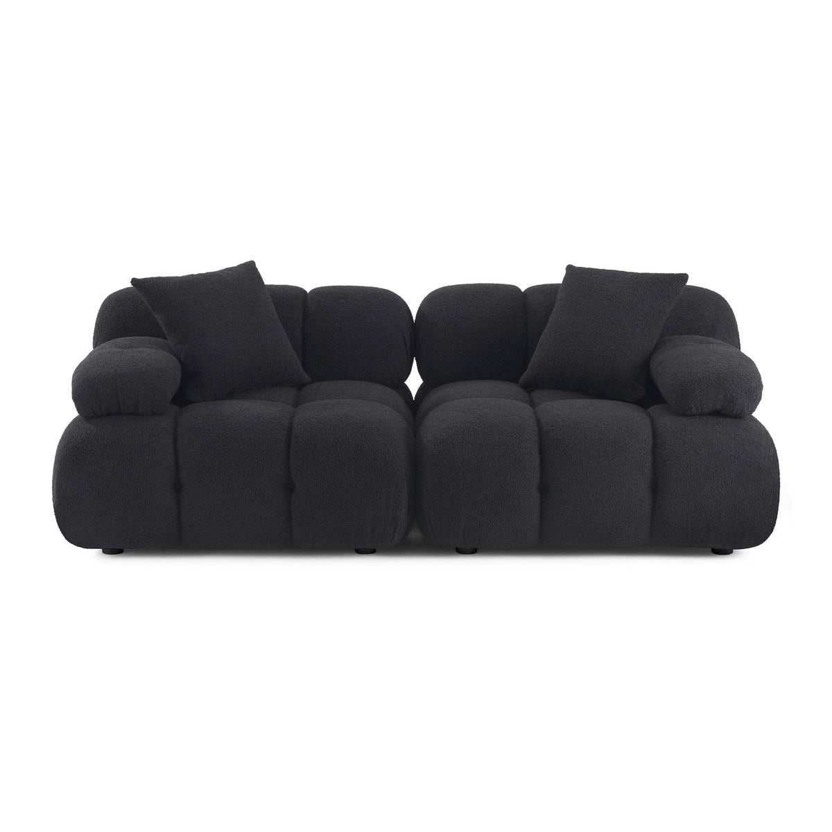 Vogue 78.8” Black Performance Vegan Shearling Modular Loveseat