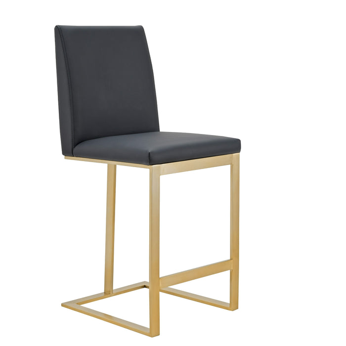 Camille Modern Dark Grey & Gold Steel Counter Stool