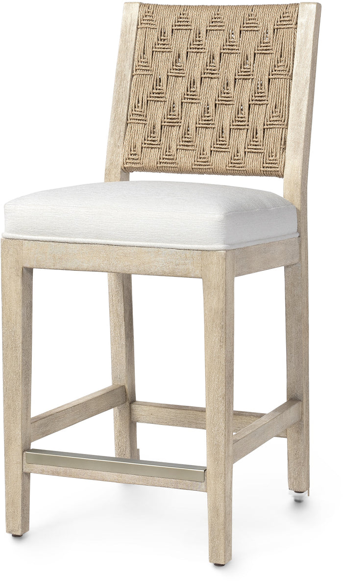 Waterbury Performance White Weave & Natural Wood Tone Counter Stool