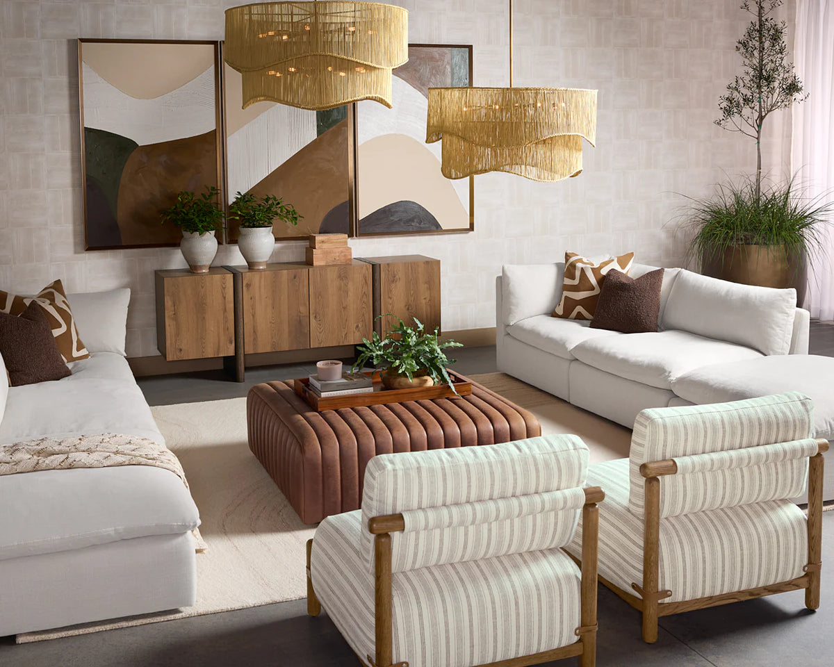 Rhine Natural Jute & Antique Brass Chandelier