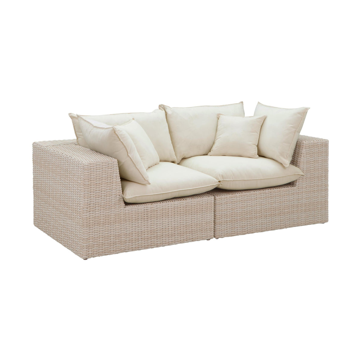 Cali 80" Natural Wicker Outdoor Modular Loveseat