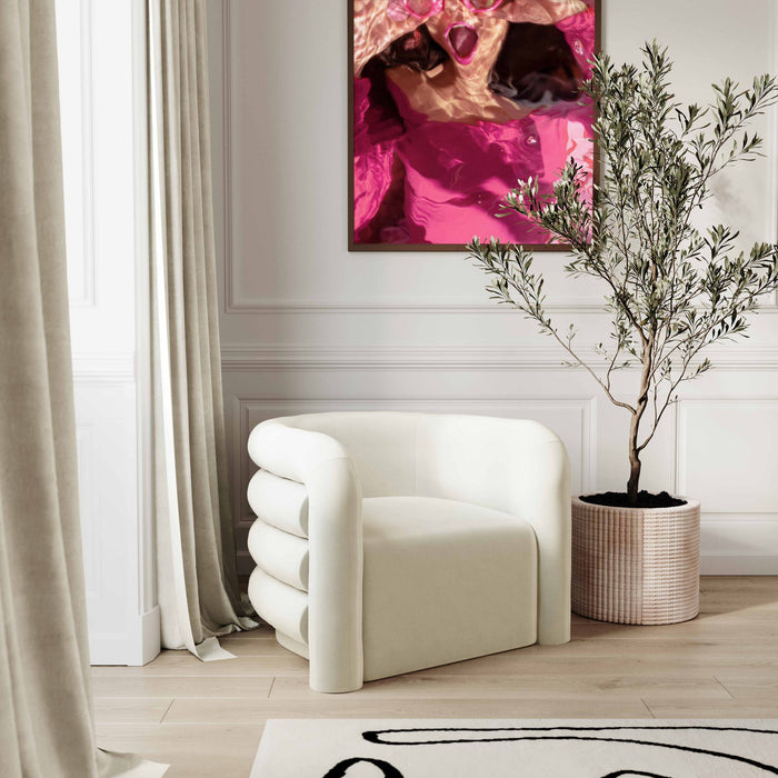 Manee Cream Performance Velvet Accent Chair