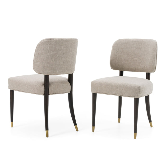 Beatriz Modern Beige & Oak Dining Chair (Set of 2)