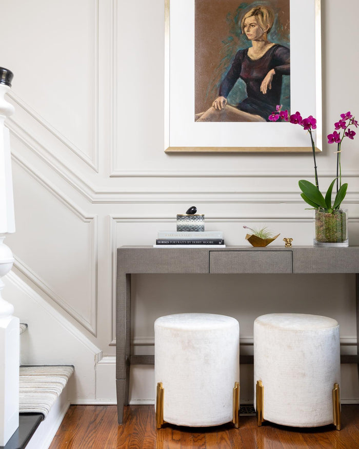 Aarna Sterling Velvet Ottoman