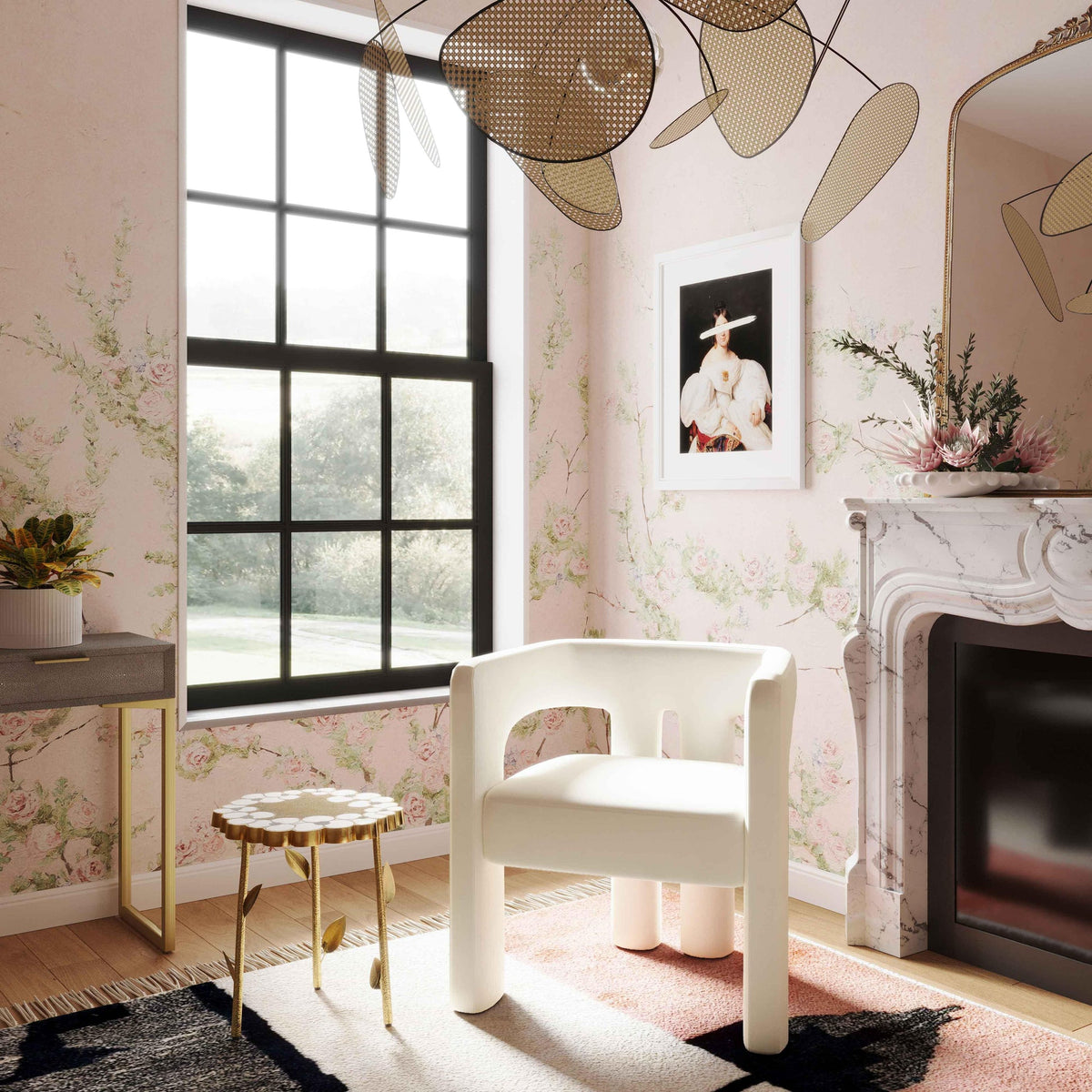 Sloane Cream Performance Velvet Chair