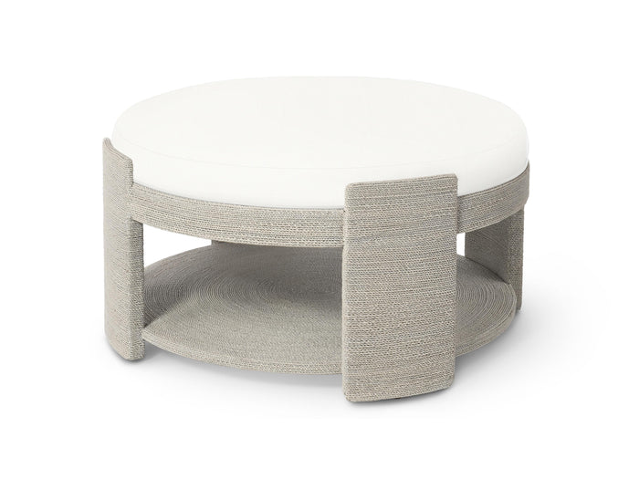 Faye Large White Sand Ottoman