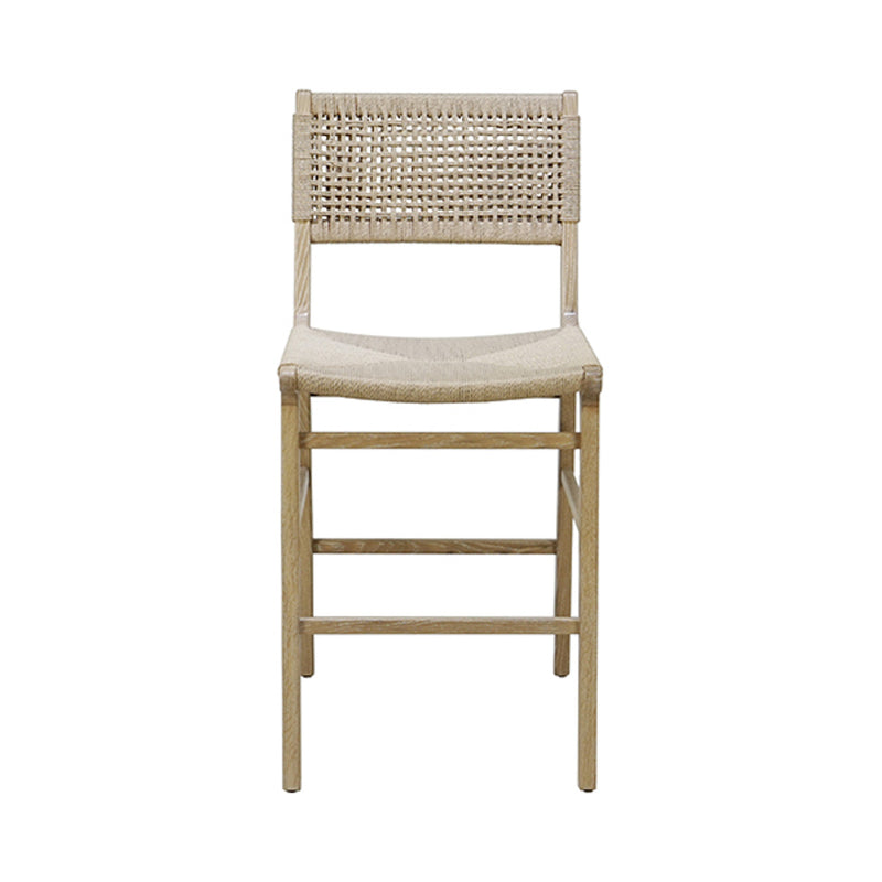 Charlotte Cerused Oak & Woven Counter Stool