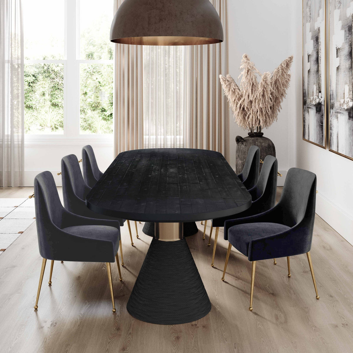 Prado Dark Grey Velvet With Gold Frame Chair - Luxury Living Collection