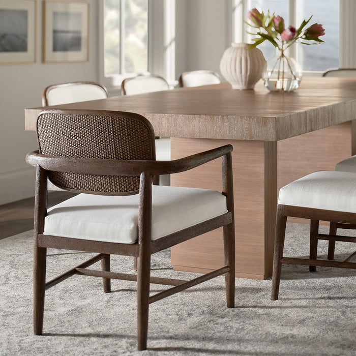 Fornelli Walnut & Performance White Basket Weave Dining Chair