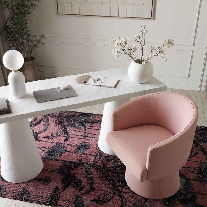 Nest Pink Upcycled Chenille Rolling Desk Chair