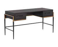 Weldrick 60" Dark Brown & Antique Brass Desk