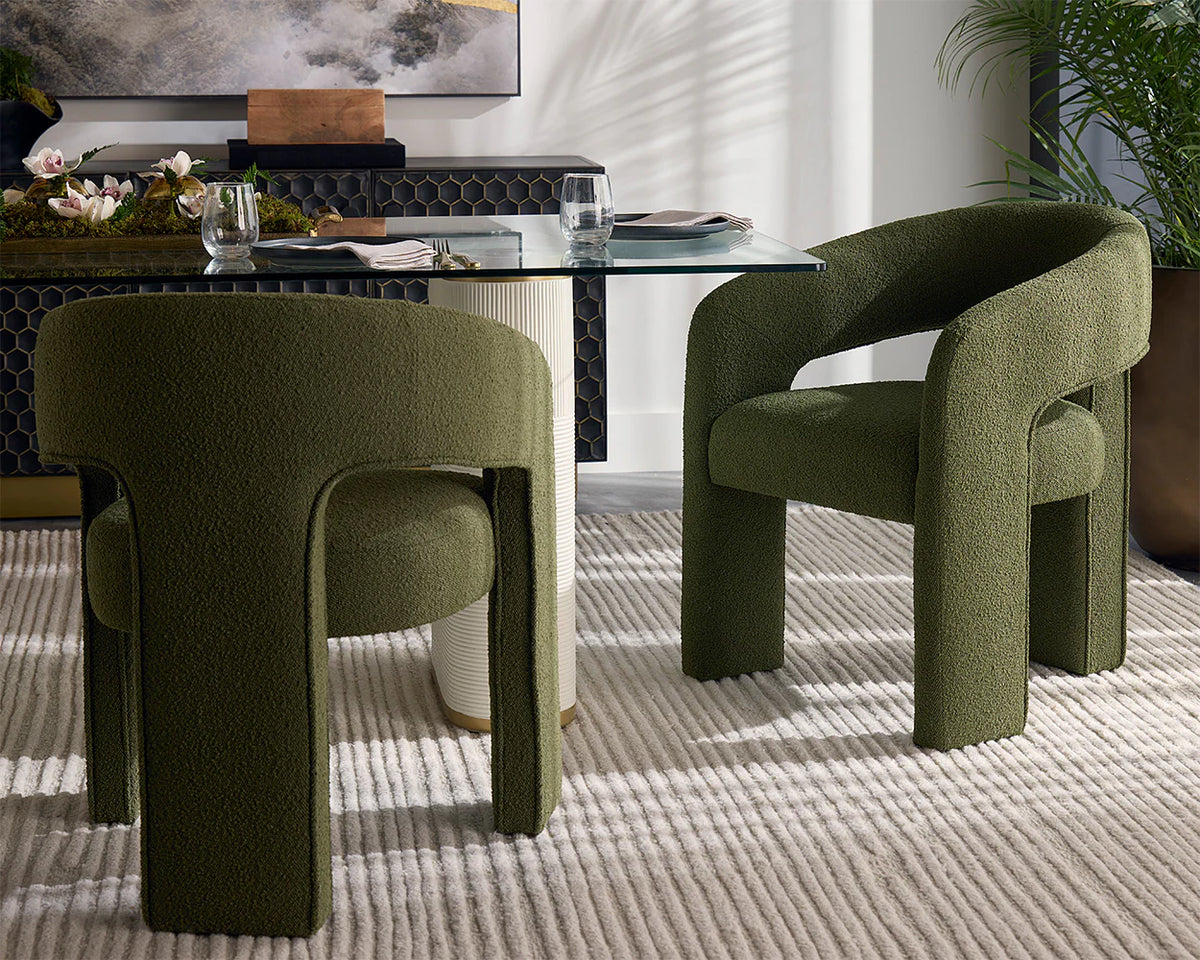 Isidore Olive Upholstered Open Back Dining Chair