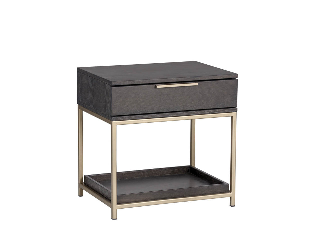 Rebel 23.5" Charcoal Grey & Gold Nightstand