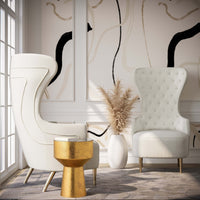 Banu Cream Velvet Wingback Chair - Luxury Living Collection
