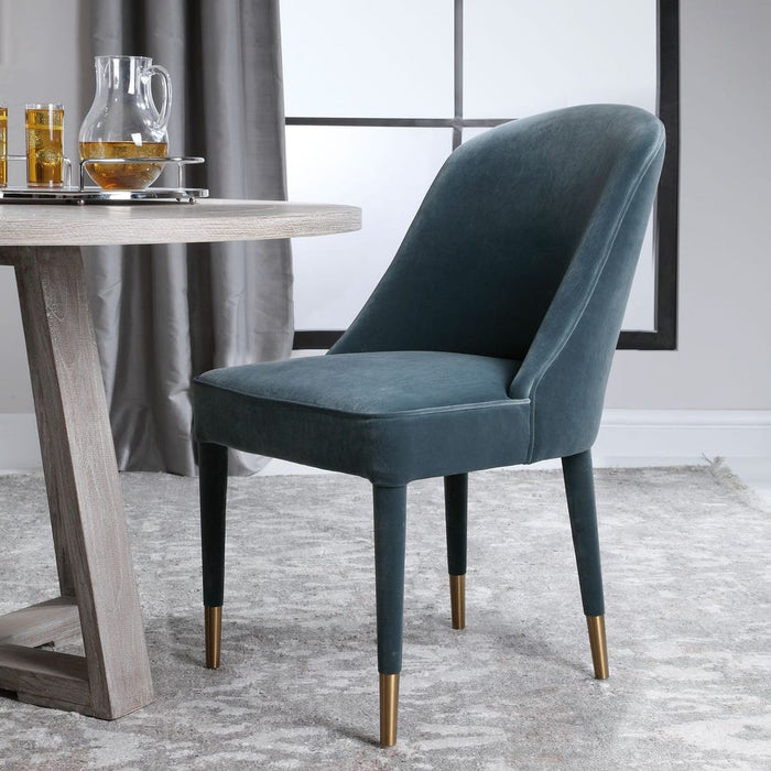 Alexa Blue Velvet Chair (Set of 2)