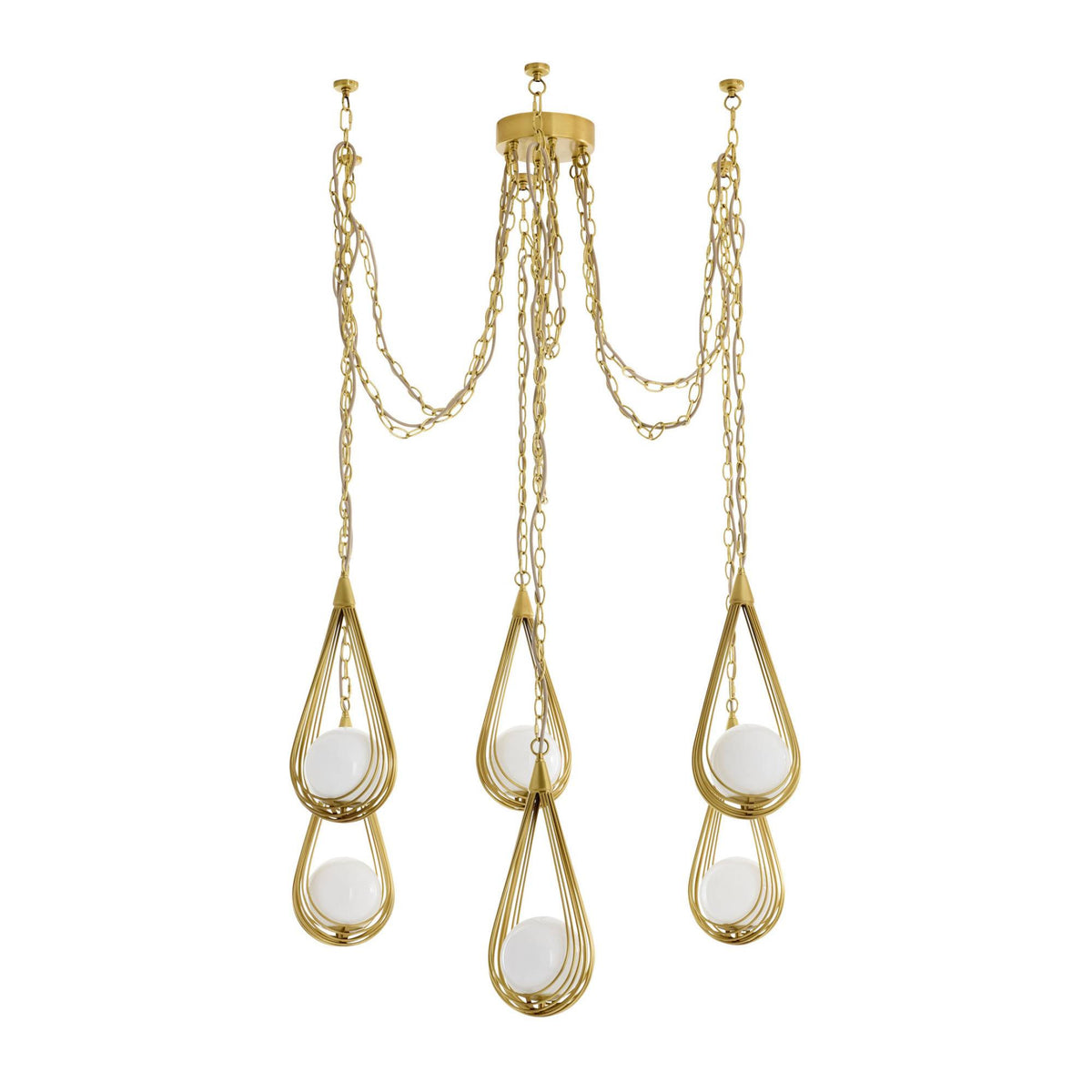 Ova 38.5" Antique Brass Multi-Drop Chandelier