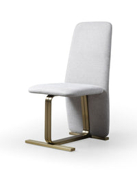 Shale Modern Beige Linen + Brushed Brass Dining Chair (Set of 2)