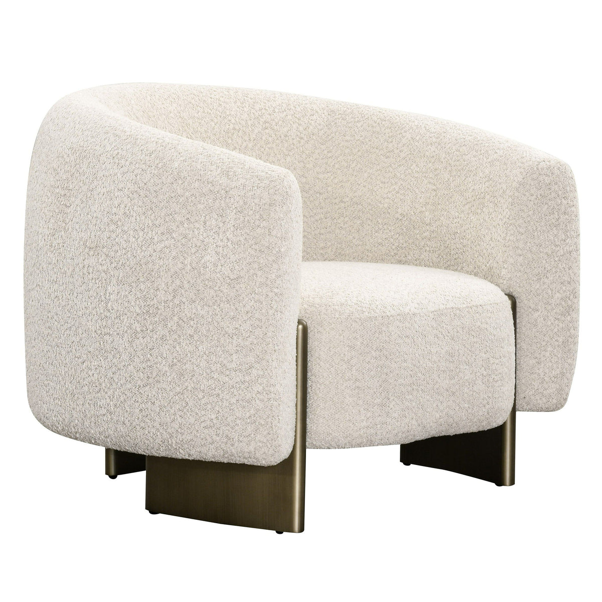 Magnolia Modern Beige Upholstered Antique Brass Accent Chair