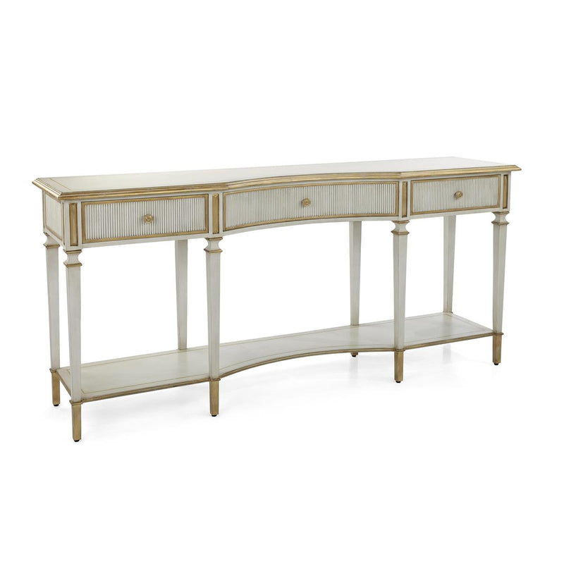 Alleda White Washed Oak & Gold Console Table