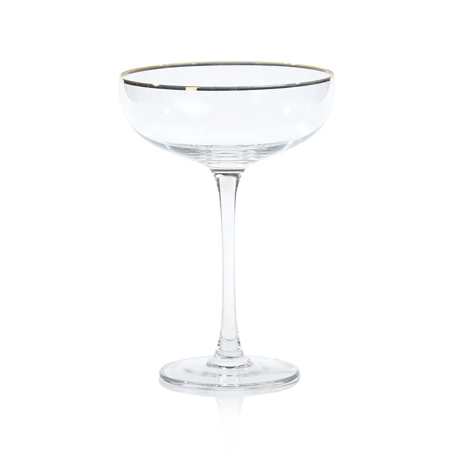Martini/Champagne Glass with Gold Rim - Set of 12