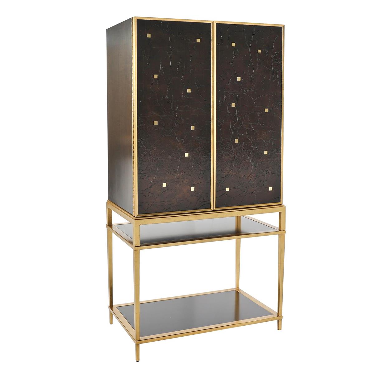 Loris 36.5" Opulent Espresso & Exotic Gold Bar Cabinet