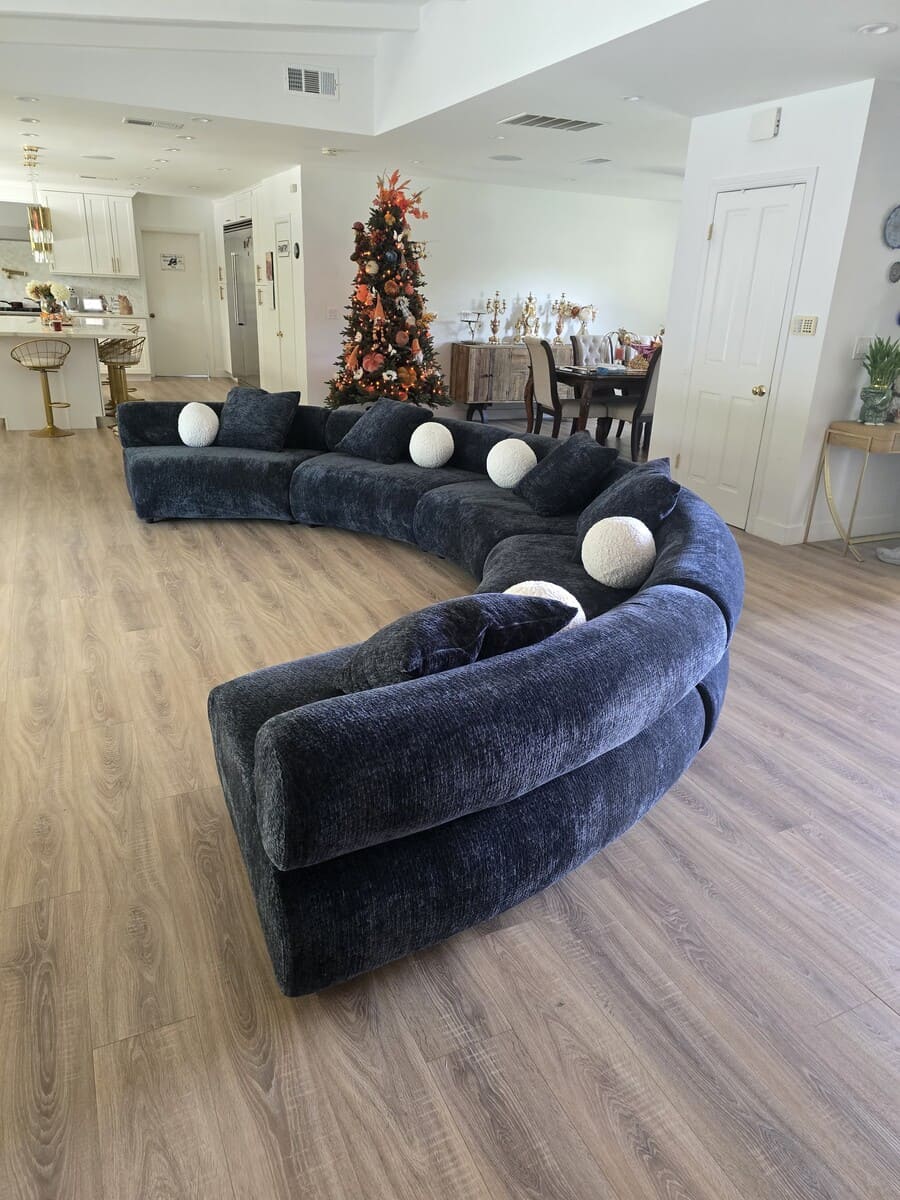 Evelyn 5 Piece Dark Grey Curved Modular Sectional Sofa