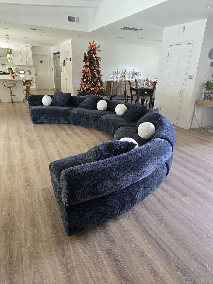Evelyn 5 Piece Dark Grey Curved Modular Sectional Sofa
