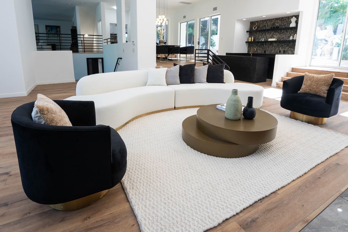 Bergen Modern Black Fabric with Brushed Gold Accent Chair