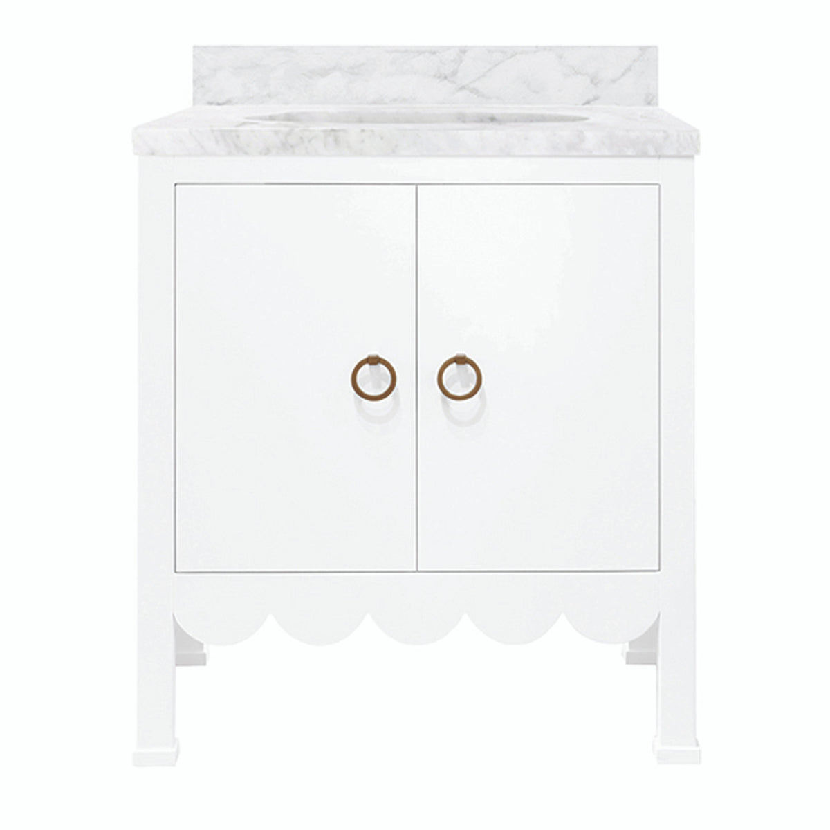 Marleigh 30.5" White Scallop & Marble Bath Vanity