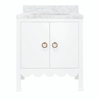 Marleigh 30.5" White Scallop & Marble Bath Vanity