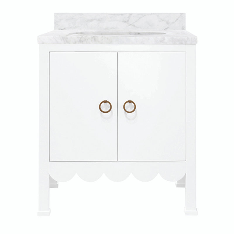 Marleigh 30.5" White Scallop & Marble Bath Vanity