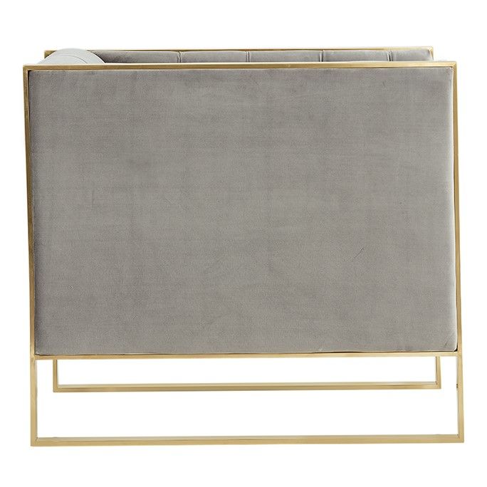 Cybele Modern Grey Velvet & Gold Accent Chair